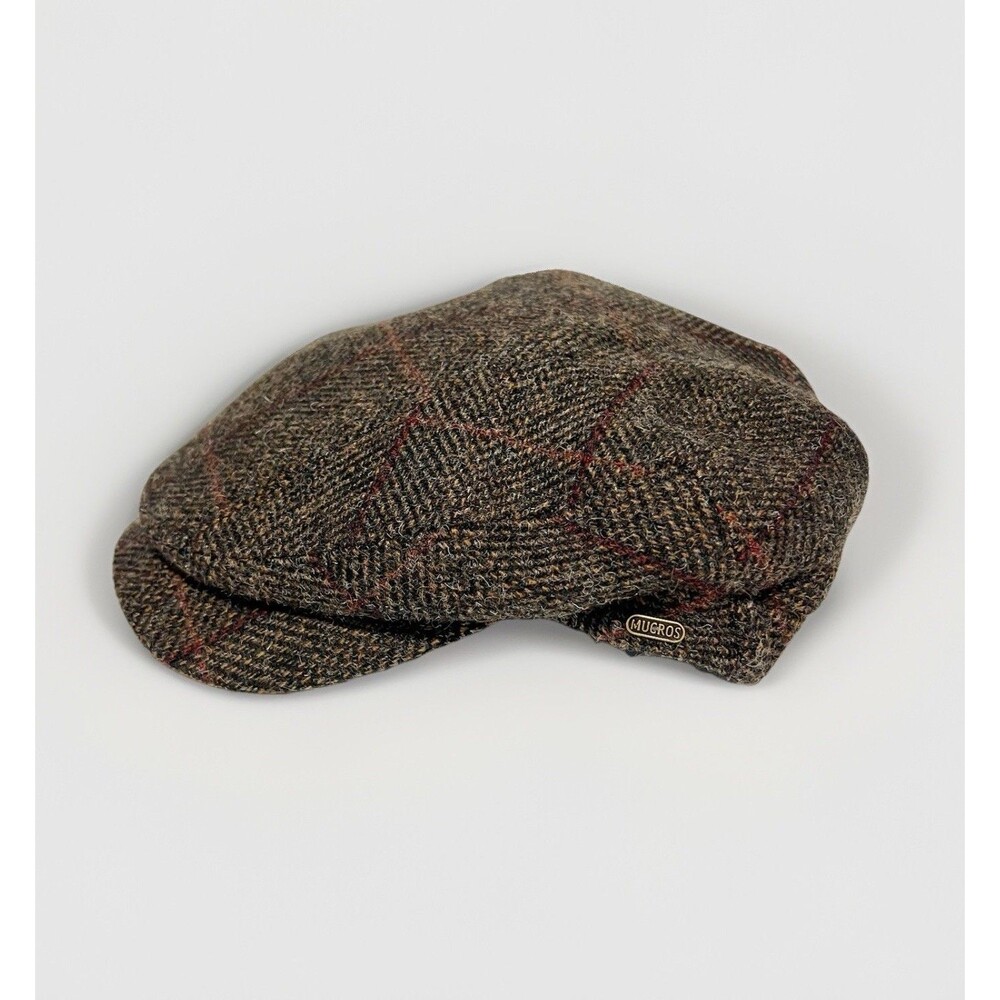 Mucros Weavers Newsboy Flat Cap Hat Men S Brown Plaid Wool Tweed Ireland Kerry